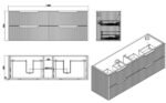 ABS RIVA WH1500D-AO BALI FLUTED WALL HUNG VANITY 1500MM DOUBLE BOWL AMERICAN OAK
