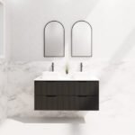 ABS RIVA WH1200D-MB BALI FLUTED WALL HUNG VANITY 1200MM DOUBLE BOWL MATTE BLACK