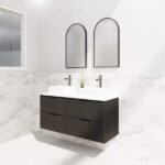 ABS RIVA WH1200D-MB BALI FLUTED WALL HUNG VANITY 1200MM DOUBLE BOWL MATTE BLACK