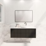 ABS RIVA WH1500-MB BALI FLUTED WALL HUNG VANITY 1500MM SINGLE BOWL MATTE BLACK