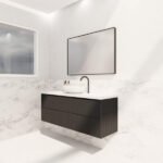 ABS RIVA WH1500-MB BALI FLUTED WALL HUNG VANITY 1500MM SINGLE BOWL MATTE BLACK