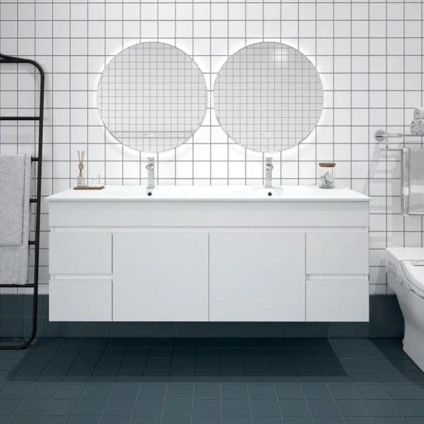 UNICASA BIP-150W-GW BIANCA WALL HUNG PVC VANITY 1500MM GLOSS WHITE
