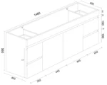 UNICASA BIP-150W-GW BIANCA WALL HUNG PVC VANITY 1500MM GLOSS WHITE