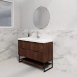 ABS RIVA FS1200-BR BALI FLUTED FREESTANDING VANITY 1200MM SINGLE BOWL BROWN OAK