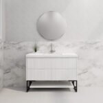 ABS RIVA FS1200-MW BALI FLUTED FREESTANDING VANITY 1200MM SINGLE BOWL MATTE WHITE