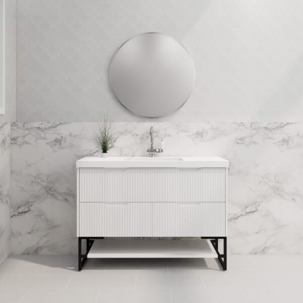 ABS RIVA FS1200-MW BALI FLUTED FREESTANDING VANITY 1200MM SINGLE BOWL MATTE WHITE
