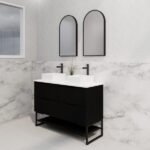 ABS RIVA FS1200D-MB BALI FLUTED FREESTANDING VANITY 1200MM DOUBLE BOWL MATTE BLACK