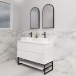 ABS RIVA FS1200D-MW BALI FLUTED FREESTANDING VANITY 1200MM DOUBLE BOWL MATTE WHITE