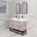 ABS RIVA FS1200D-WO BALI FLUTED FREESTANDING VANITY 1200MM DOUBLE BOWL WHITE OAK