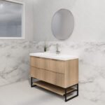 ABS RIVA FS1200-AO BALI FLUTED FREESTANDING VANITY 1200MM SINGLE BOWL AMERICAN OAK