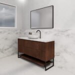 ABS RIVA FS1500-BR BALI FLUTED FREESTANDING VANITY 1500MM SINGLE BOWL BROWN OAK