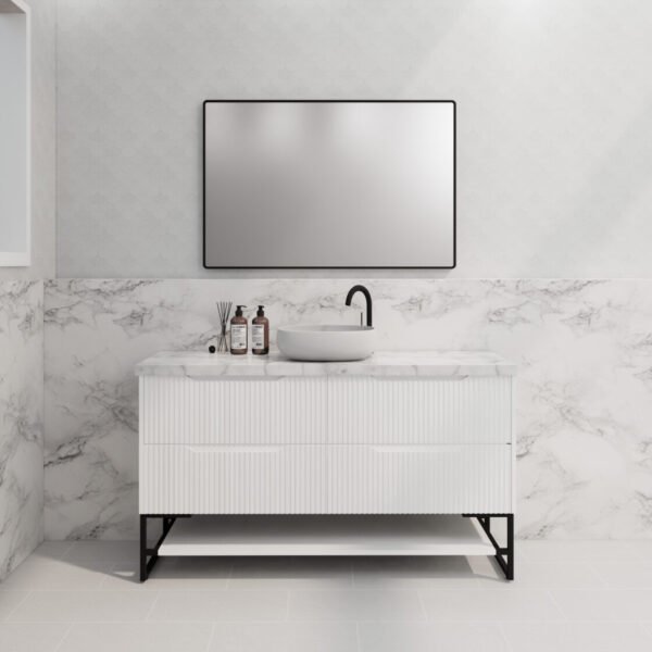 ABS RIVA FS1500-MW BALI FLUTED FREESTANDING VANITY 1500MM SINGLE BOWL MATTE WHITE