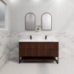 ABS RIVA FS1500D-BR BALI FLUTED FREESTANDING VANITY 1500MM DOUBLE BOWL BROWN OAK