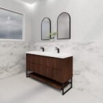 ABS RIVA FS1500D-BR BALI FLUTED FREESTANDING VANITY 1500MM DOUBLE BOWL BROWN OAK