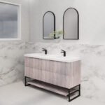 ABS RIVA FS1500D-WO BALI FLUTED FREESTANDING VANITY 1500MM DOUBLE BOWL WHITE OAK
