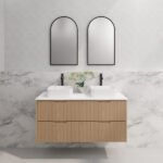 ABS RIVA WH1200D-AO BALI FLUTED WALL HUNG VANITY 1200MM DOUBLE BOWL AMERICAN OAK