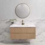 ABS RIVA WH1200-AO BALI FLUTED WALL HUNG VANITY 1200MM SINGLE BOWL AMERICAN OAK