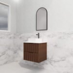 ABS RIVA WH600-BR BALI FLUTED WALL HUNG VANITY 600MM BROWN OAK