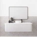 ABS RIVA WH1500-MW BERGEN CURVE FLUTED WALL HUNG VANITY 1500MM SINGLE BOWL MATTE WHITE