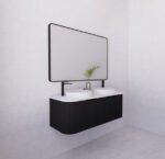 ABS RIVA WH1200D-MB BERGEN CURVE FLUTED WALL HUNG VANITY 1200MM DOUBLE BOWL MATTE BLACK