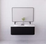 ABS RIVA WH1200D-MB BERGEN CURVE FLUTED WALL HUNG VANITY 1200MM DOUBLE BOWL MATTE BLACK