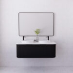 ABS RIVA WH1200D-MB BERGEN CURVE FLUTED WALL HUNG VANITY 1200MM DOUBLE BOWL MATTE BLACK