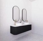 ABS RIVA WH1500D-MB BERGEN CURVE FLUTED WALL HUNG VANITY 1500MM DOUBLE BOWL MATTE BLACK
