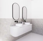 ABS RIVA WH1500D-MW BERGEN CURVE FLUTED WALL HUNG VANITY 1500MM DOUBLE BOWL MATTE WHITE