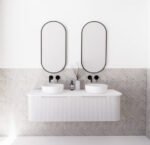 ABS RIVA WH1500D-MW BERGEN CURVE FLUTED WALL HUNG VANITY 1500MM DOUBLE BOWL MATTE WHITE