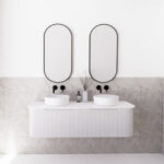 ABS RIVA WH1500D-MW BERGEN CURVE FLUTED WALL HUNG VANITY 1500MM DOUBLE BOWL MATTE WHITE