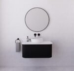 ABS RIVA WH900-MB BERGEN CURVE FLUTED WALL HUNG VANITY 900MM MATTE BLACK