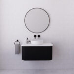 ABS RIVA WH900-MB BERGEN CURVE FLUTED WALL HUNG VANITY 900MM MATTE BLACK