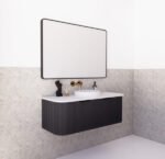 ABS RIVA WH1200-MB BERGEN CURVE FLUTED WALL HUNG VANITY 1200MM SINGLE BOWL MATTE BLACK