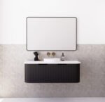 ABS RIVA WH1200-MB BERGEN CURVE FLUTED WALL HUNG VANITY 1200MM SINGLE BOWL MATTE BLACK
