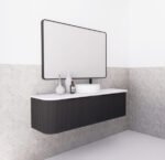 ABS RIVA WH1500-MB BERGEN CURVE FLUTED WALL HUNG VANITY 1500MM SINGLE BOWL MATTE BLACK