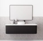 ABS RIVA WH1500-MB BERGEN CURVE FLUTED WALL HUNG VANITY 1500MM SINGLE BOWL MATTE BLACK