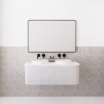 ABS RIVA WH1200D-MW BERGEN CURVE FLUTED WALL HUNG VANITY 1200MM DOUBLE BOWL MATTE WHITE