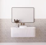 ABS RIVA WH1200-MW BERGEN CURVE FLUTED WALL HUNG VANITY 1200MM SINGLE BOWL MATTE WHITE