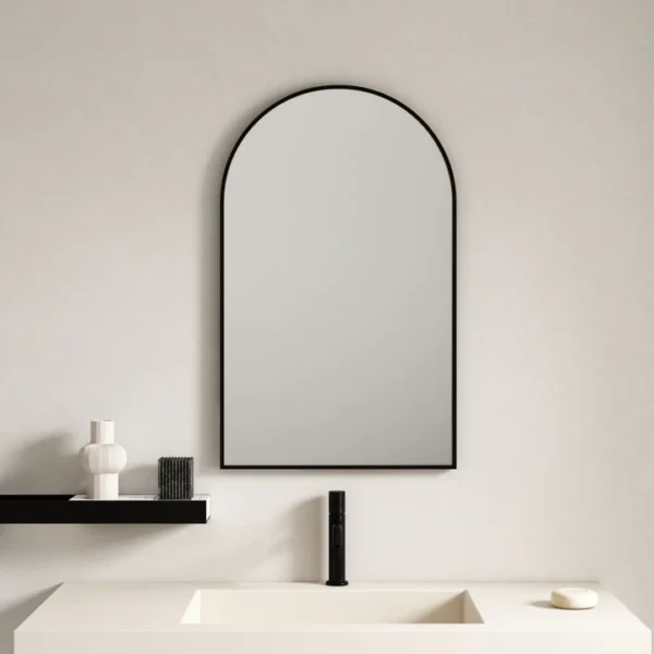 UNICASA FMA-9060-MB ALUMINUM FRAMED ARCH MIRROR 900x600MM MATTE BLACK