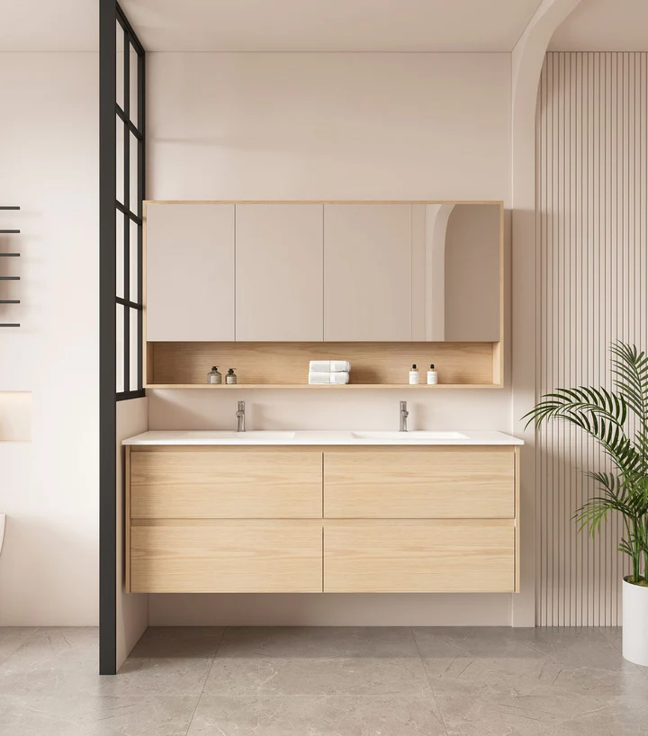 UNICASA HE-150W-TO HERA WALL HUNG VANITY 1500MM TAS OAK