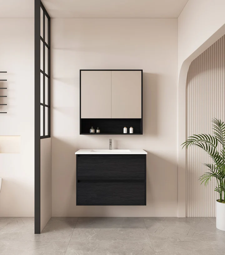 UNICASA HE-75W-BO HERA WALL HUNG VANITY 750MM BLACK OAK