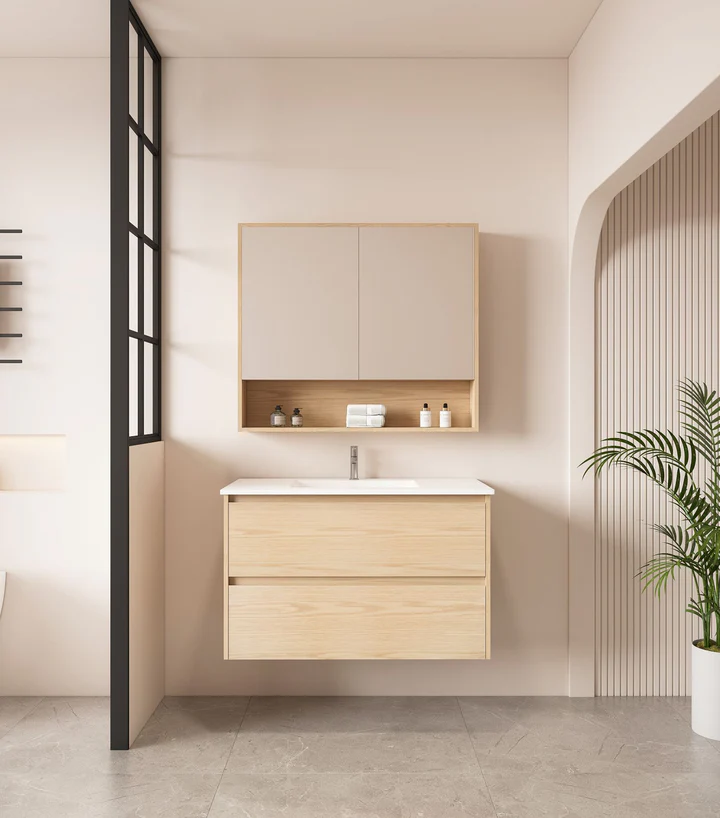 UNICASA HE-90W-TO HERA WALL HUNG VANITY 900MM TAS OAK