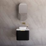 ABS RIVA 600-MB HOUSTON CURVE WALL HUNG VANITY 600MM MATTE BLACK