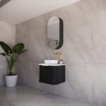 ABS RIVA 600-MB HOUSTON CURVE WALL HUNG VANITY 600MM MATTE BLACK