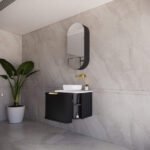 ABS RIVA 600-MB HOUSTON CURVE WALL HUNG VANITY 600MM MATTE BLACK