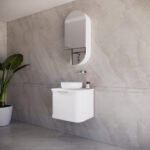 ABS RIVA 600-MW HOUSTON CURVE WALL HUNG VANITY 600MM MATTE WHITE