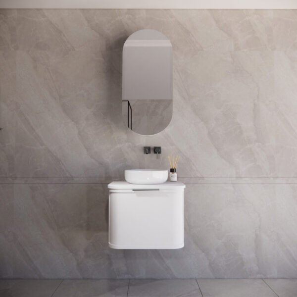 ABS RIVA 600-MW HOUSTON CURVE WALL HUNG VANITY 600MM MATTE WHITE