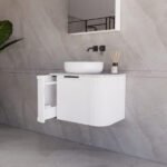 ABS RIVA 750-MW HOUSTON CURVE WALL HUNG VANITY 750MM MATTE WHITE