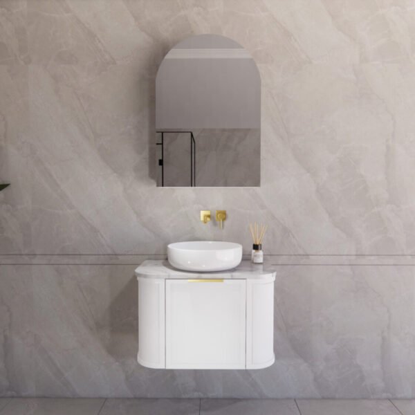 ABS RIVA 750-MW HOUSTON CURVE WALL HUNG VANITY 750MM MATTE WHITE