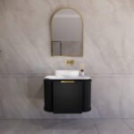 ABS RIVA 750-MB HOUSTON CURVE WALL HUNG VANITY 750MM MATTE BLACK